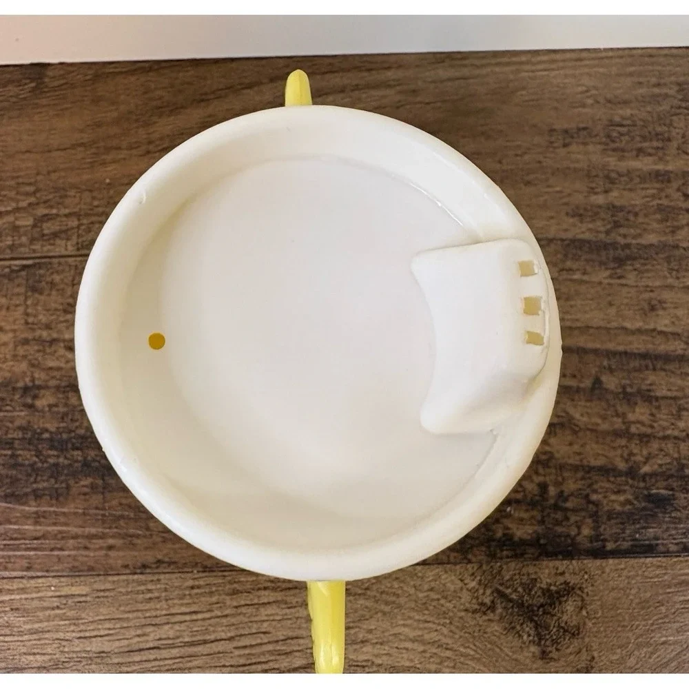 Vintage Yellow Weighted Duck Wobble Toddler Cup Handles & Lid Sanitoy 1971